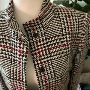 Tahari Tweed Blazer with Black and Red Accents